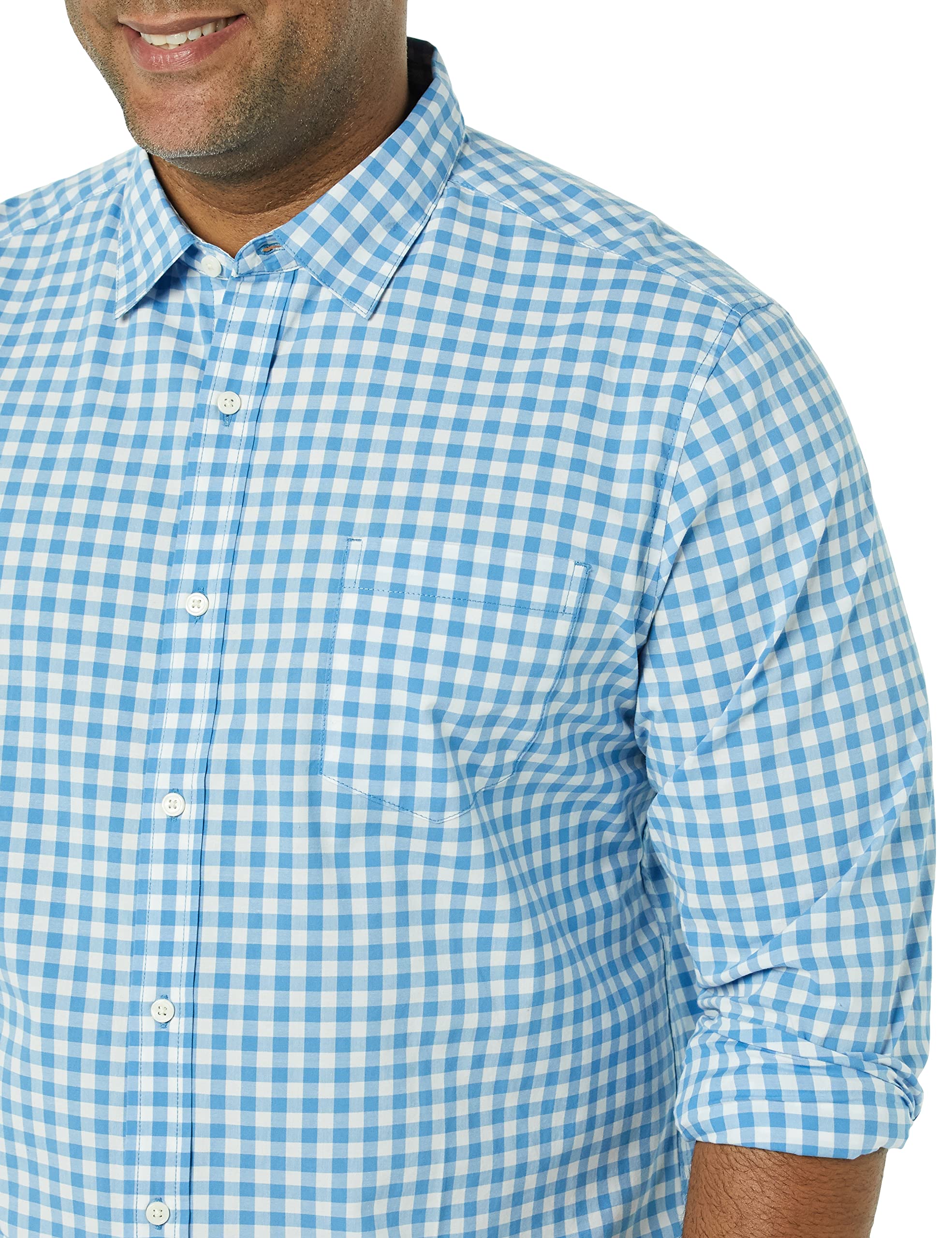 Amazon Essentials Uomo Camicia in Popeline Elasticizzato A Manica Lunga dalla vestibilità Aderente
