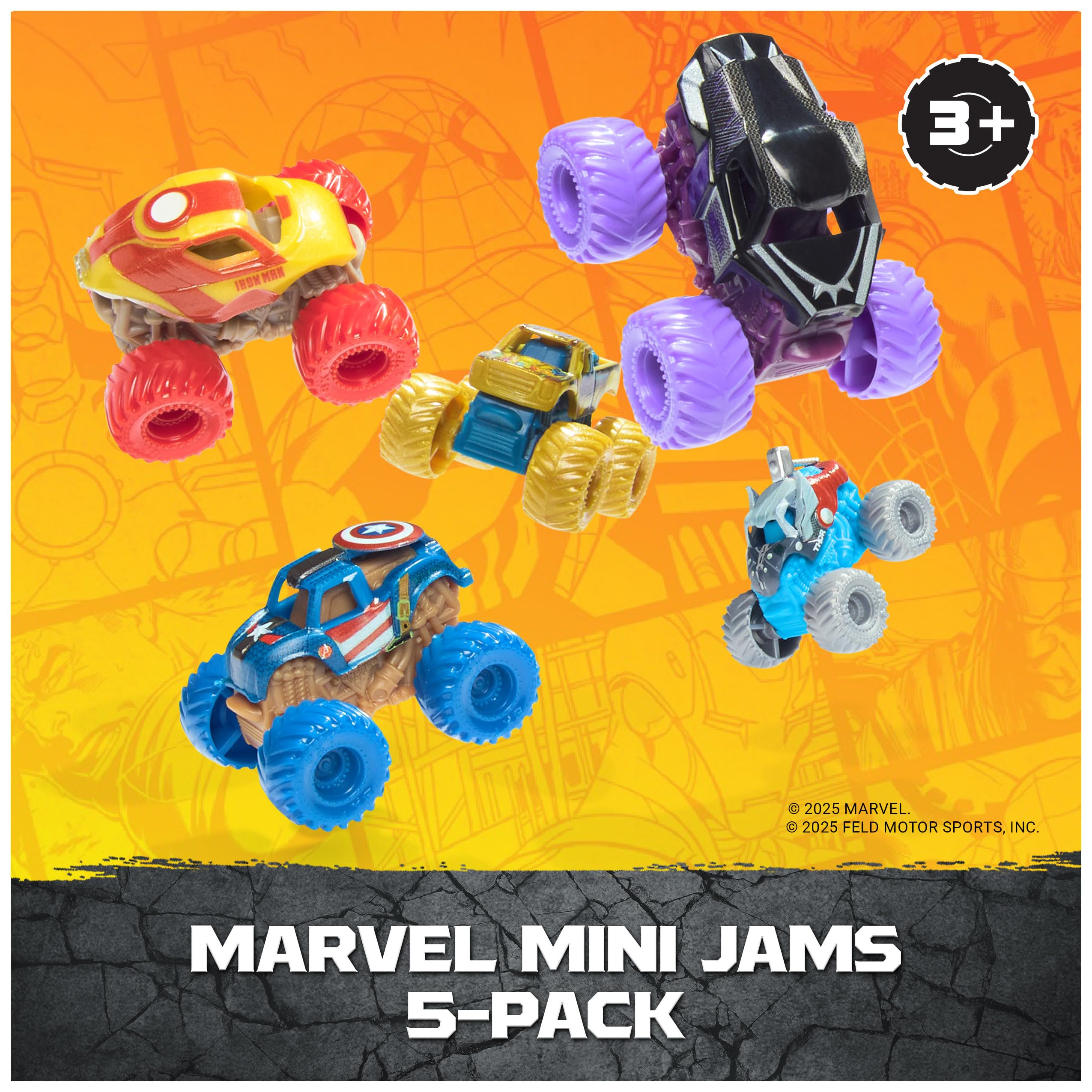 Monster Jam Vehículo de Juguete Mini Jams 5PK Marvel