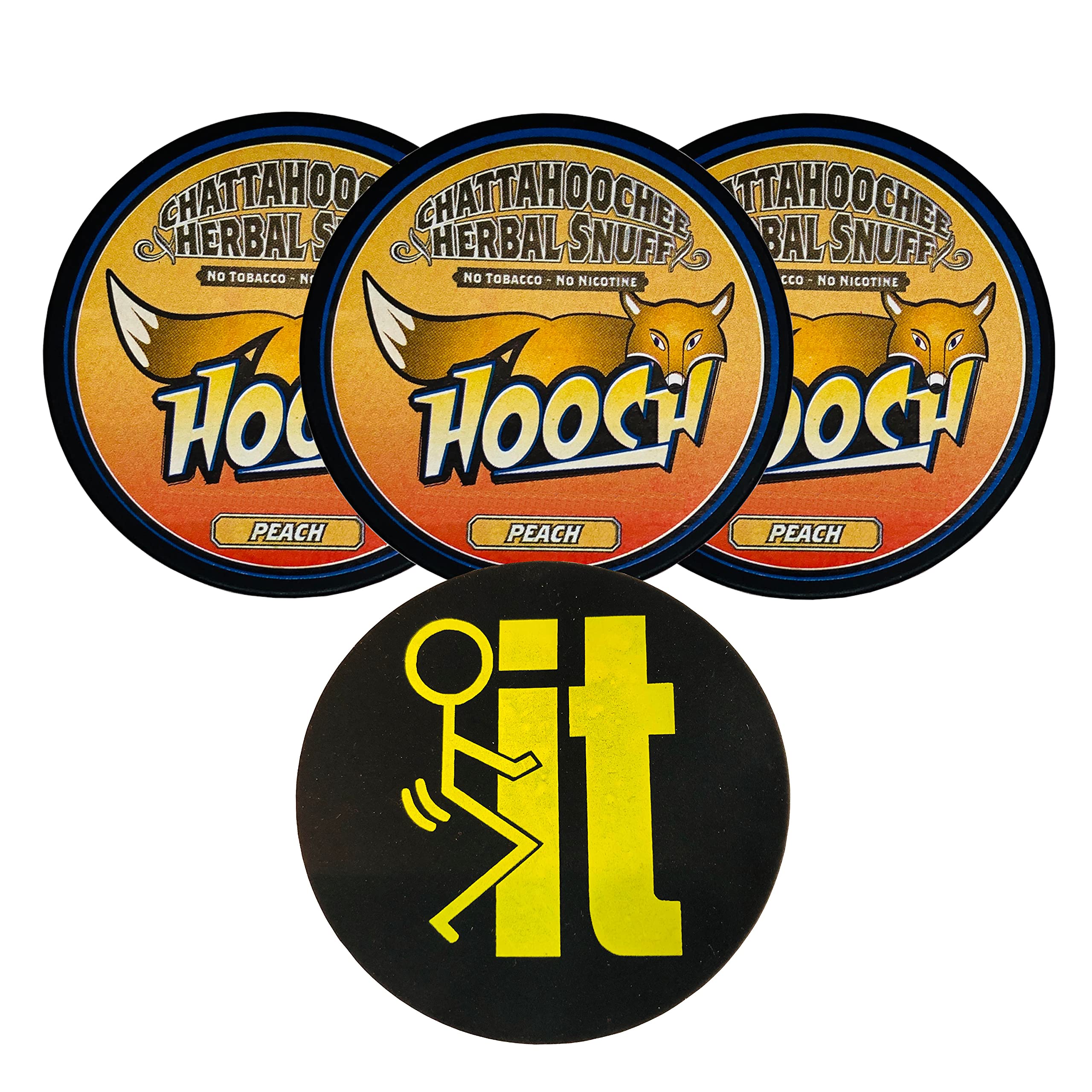 Hooch Herbal SnuffPeach Rough Cut 3 Cans with DC Crafts Nation Skin Can Cover - FIT Black