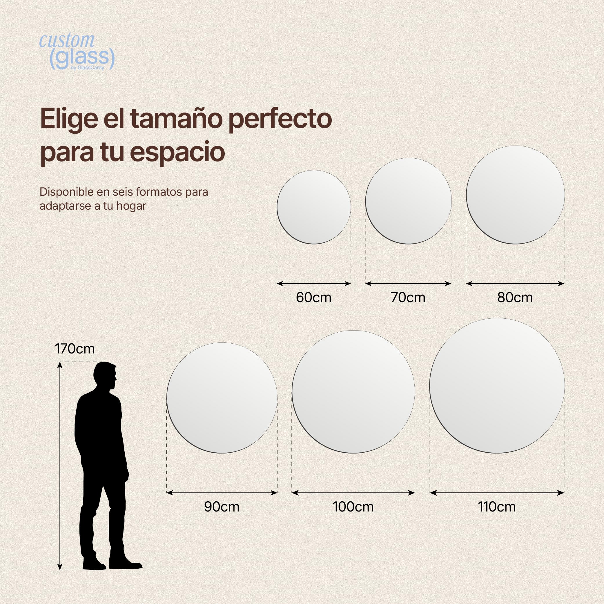 CustomGlass Espejo de Baño con iluminación Led Redondo Varias Medidas con Forma Circular Pared (Redondo 80 cm)