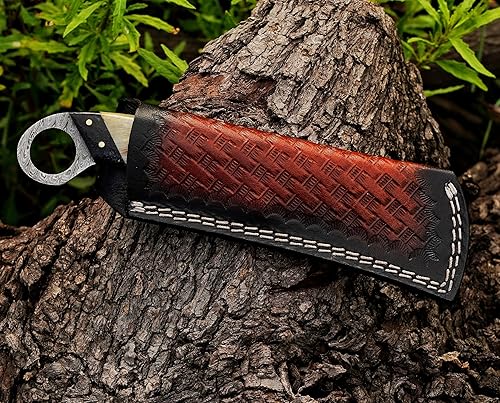 Miniatura 111 de Cuchillo de acero hecho a mano con funda de cuero, cuchillo utilitario resistente, cuchillo de electricista para desollar alambre para profesional