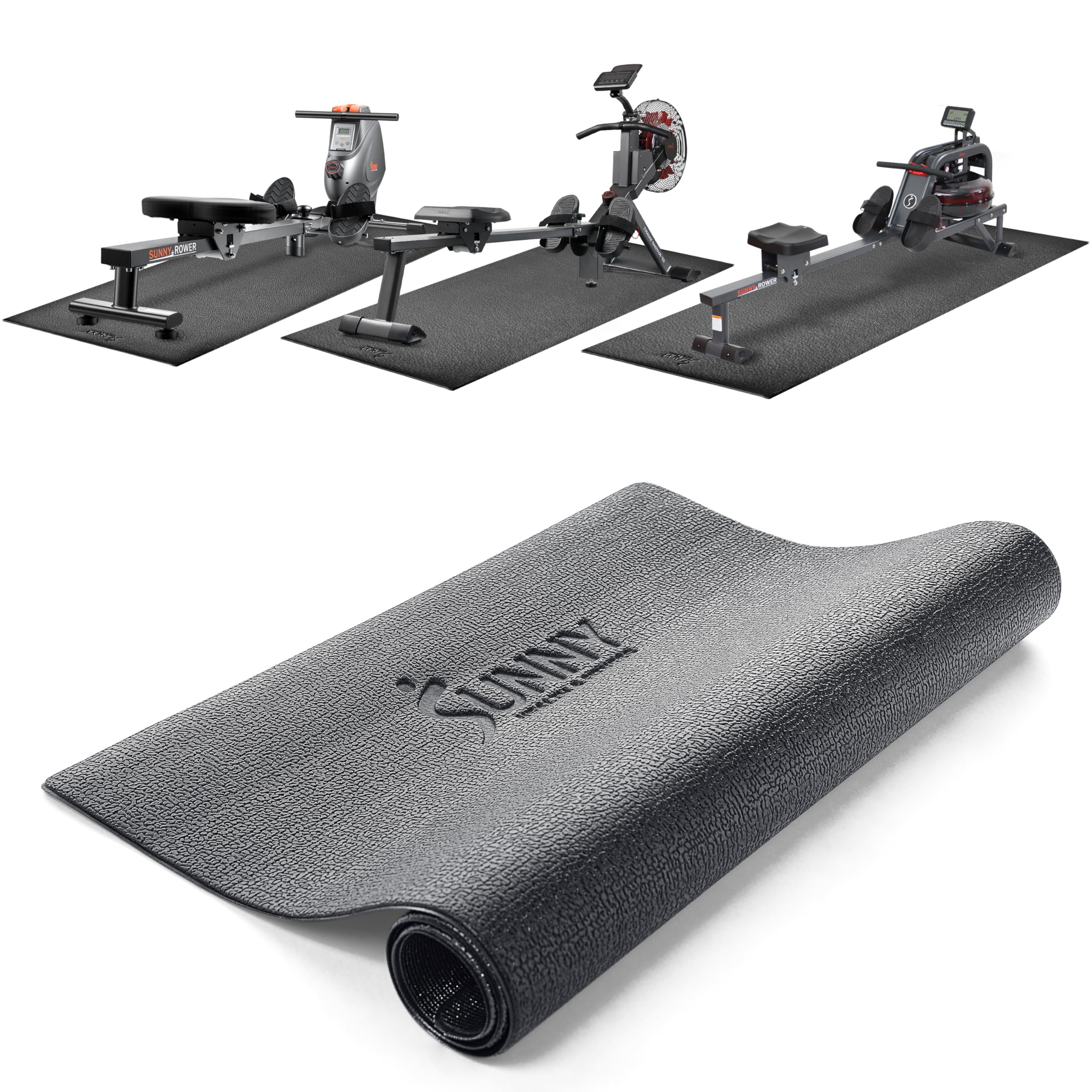 Sunny Health & Fitness Exercise Equipment Mat, Home Gym Mat for Bikes, Treadmills, Ellipticals, Steppers and Rowers, Non-Slip High Density Foam Mat, Floor Protector - Available in 4 Size