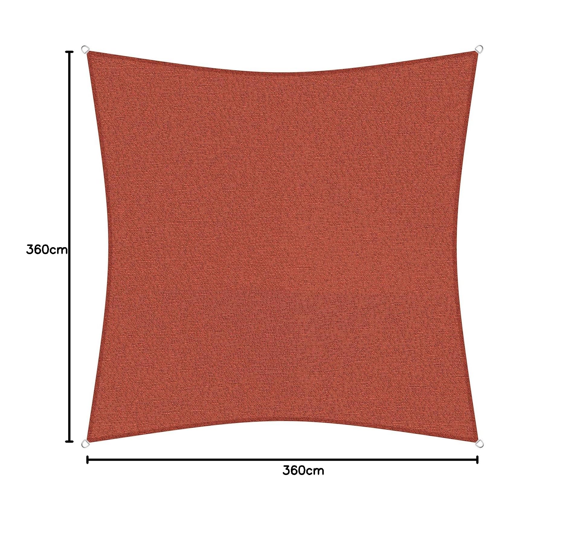 sunprotect 83266 Professional Sonnensegel, 3,6 x 3,6 m, Quadrat, Wind- & wasserdurchlässig, rot
