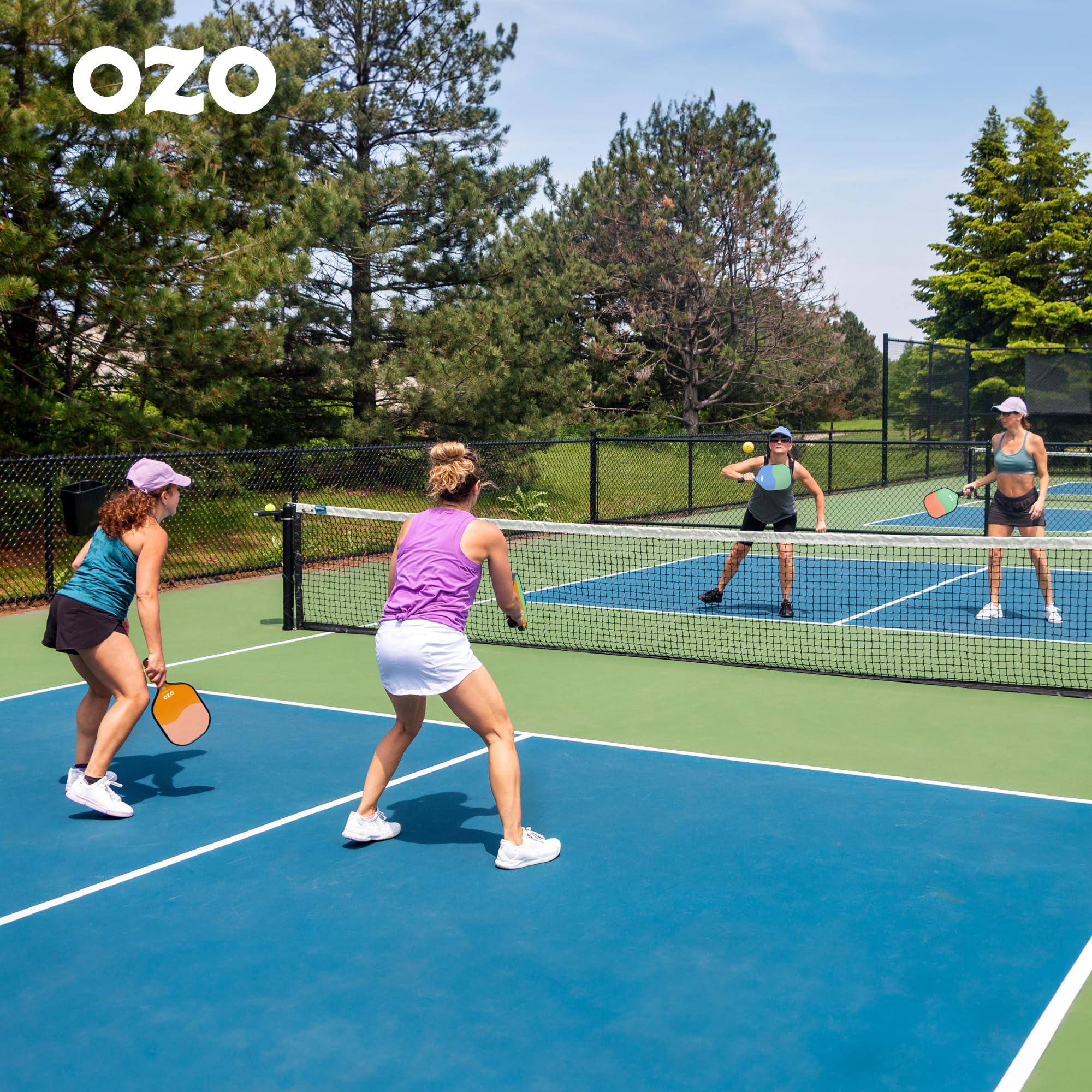 OZO Set of 4 Paddles + 4 Balls - Paddle Unisex Adulto