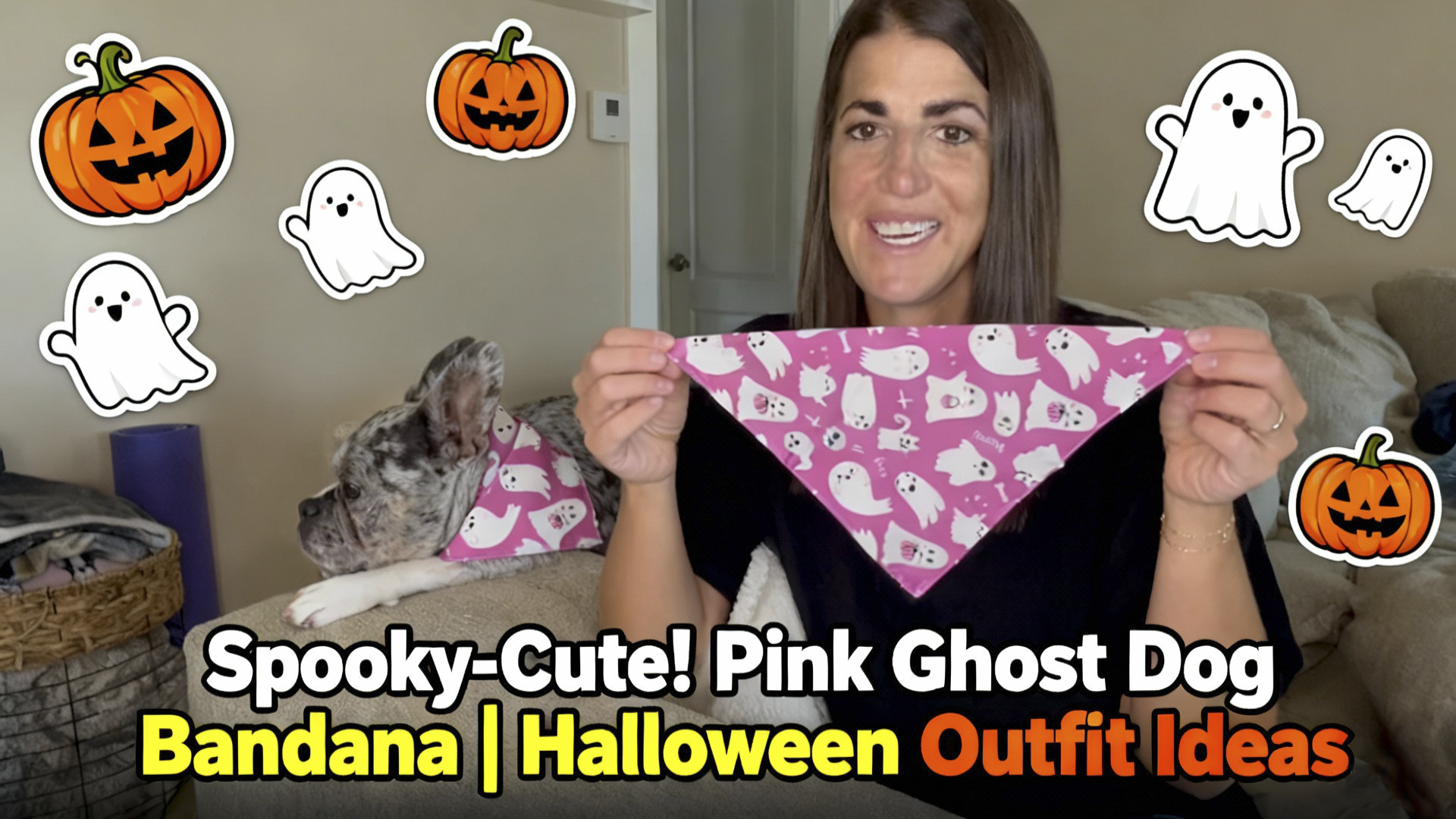 Bandana D'Halloween Pour Chien « Too Cute To Spook » – Taille M/L, Fermeture Par Bouton-pression, Motif Festif - 13