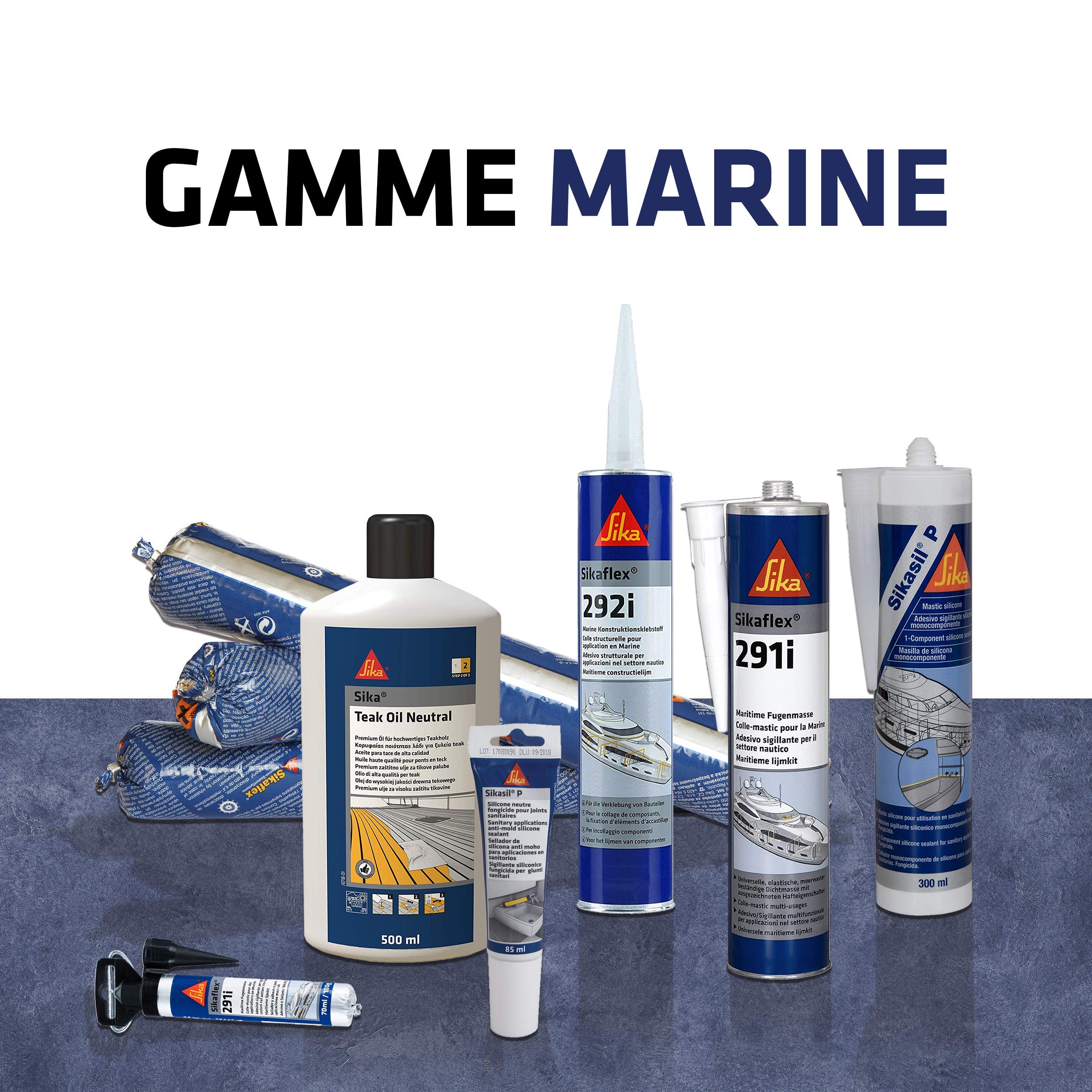 SIKA - Colle-mastic multi usage spécial Marine - Sikaflex 291i Blanc - Applications intérieures - Multi-matériaux - Sans solvant - Haute élasticité - Peut être peint - 400ml (Lot de 3)