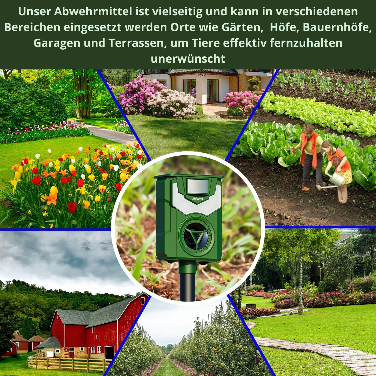 Marderschreck & Katzenschreck Ultraschall – Wasserdicht, Bewegungsmelder 12m – Solar/USB – Effektiv gegen Marder, Mäuse, Katzen, Ratten, Maulwürfe – Modell 2024, 1 Jahr Garantie