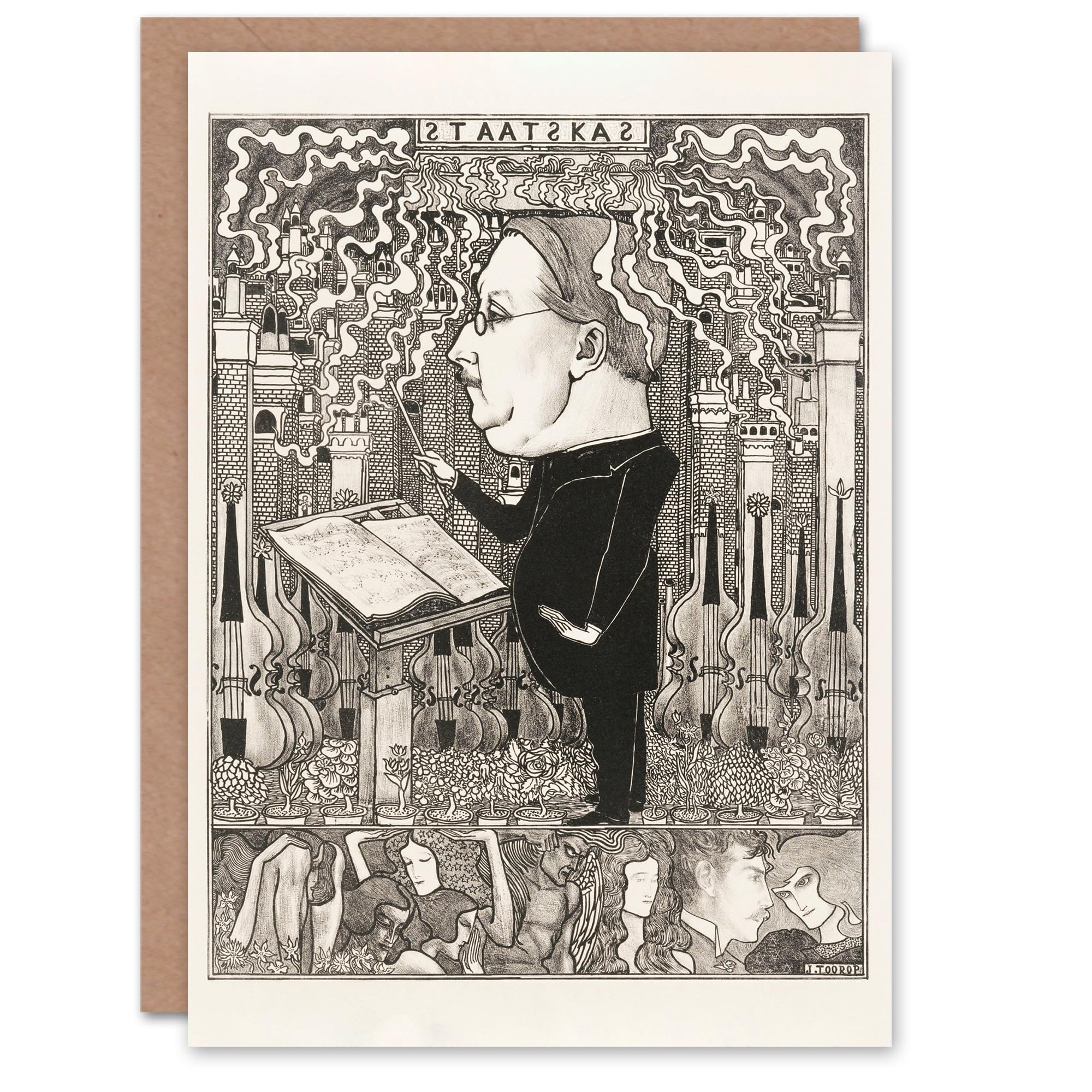 Artery8 Jan Toorop Art Card Conductor with Violins and Smoking Chimneys