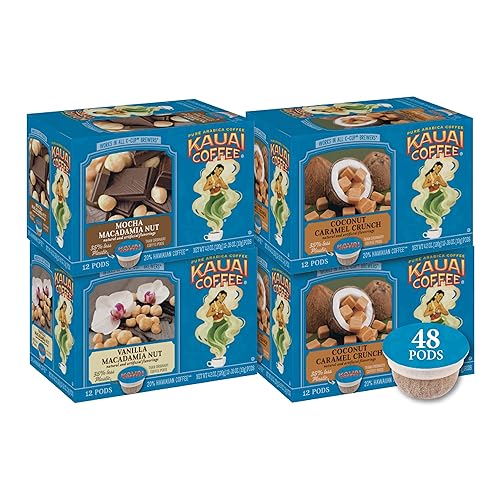 Kauai Coffee Cápsulas de una sola porción, variedad de sabor café arábica del cultivador de café más grande de Hawái, compatible con cafeteras