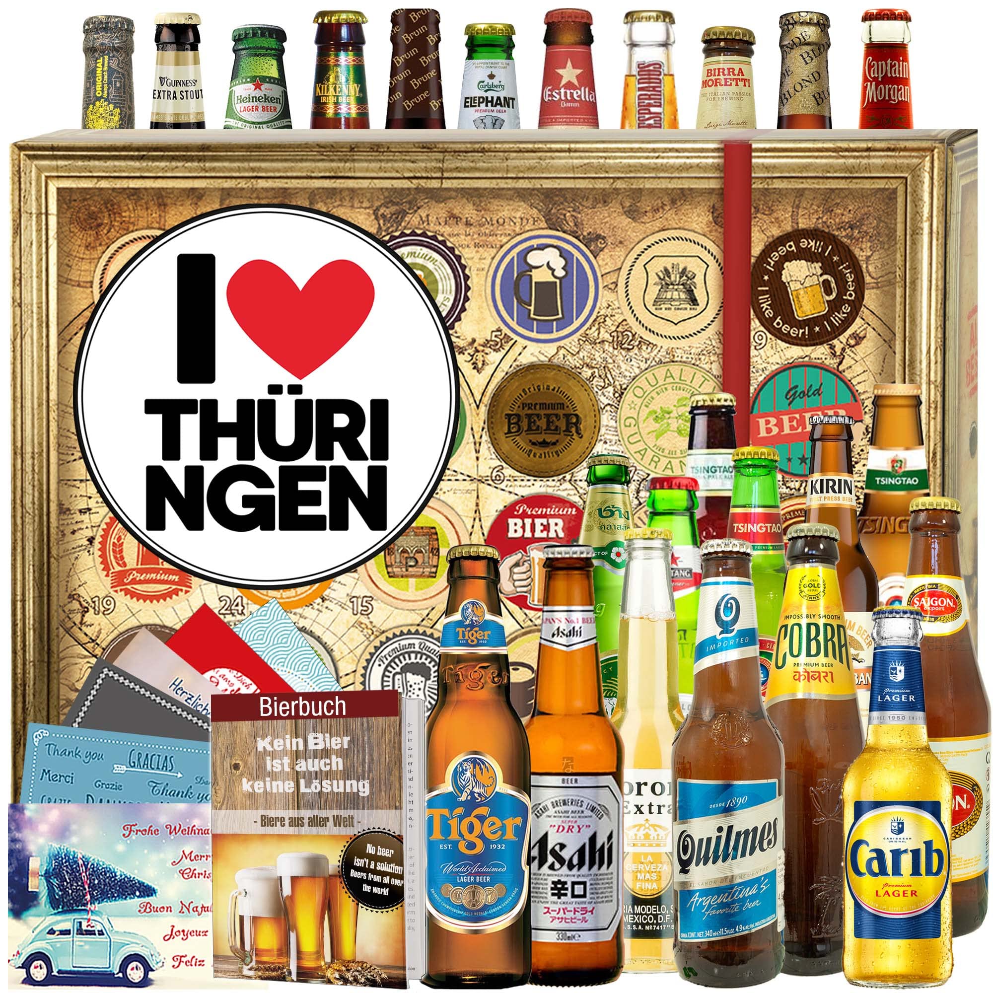 I Love Thüringen/Biere der Welt 24x / Thüringen Geschenk - Adventskalender 2024 2025 Bier Welt