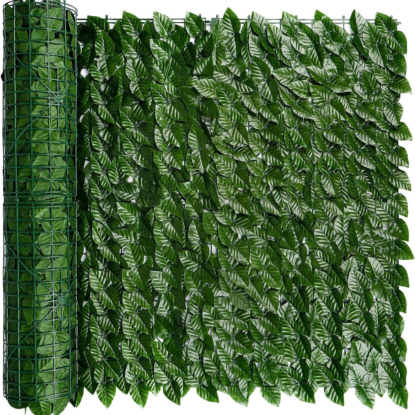 Artificial Ivy Privacy Fence Wall Screen, Artificial Hedges Fence and Faux Ivy Vine Leaf Decoration for Outdoor Garden Decor (60x120 in)