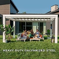 Vista 6 de Backyard Discovery Windham - Kit moderno de pérgola de acero galvanizado de 14 x 12 pies con toldo tipo vela, durabilidad para todas las estaciones