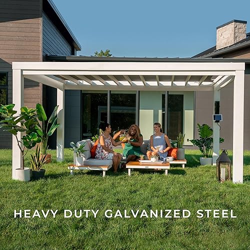 Miniatura 6 de Backyard Discovery Windham - Kit moderno de pérgola de acero galvanizado de 14 x 12 pies con toldo tipo vela, durabilidad para todas las estaciones