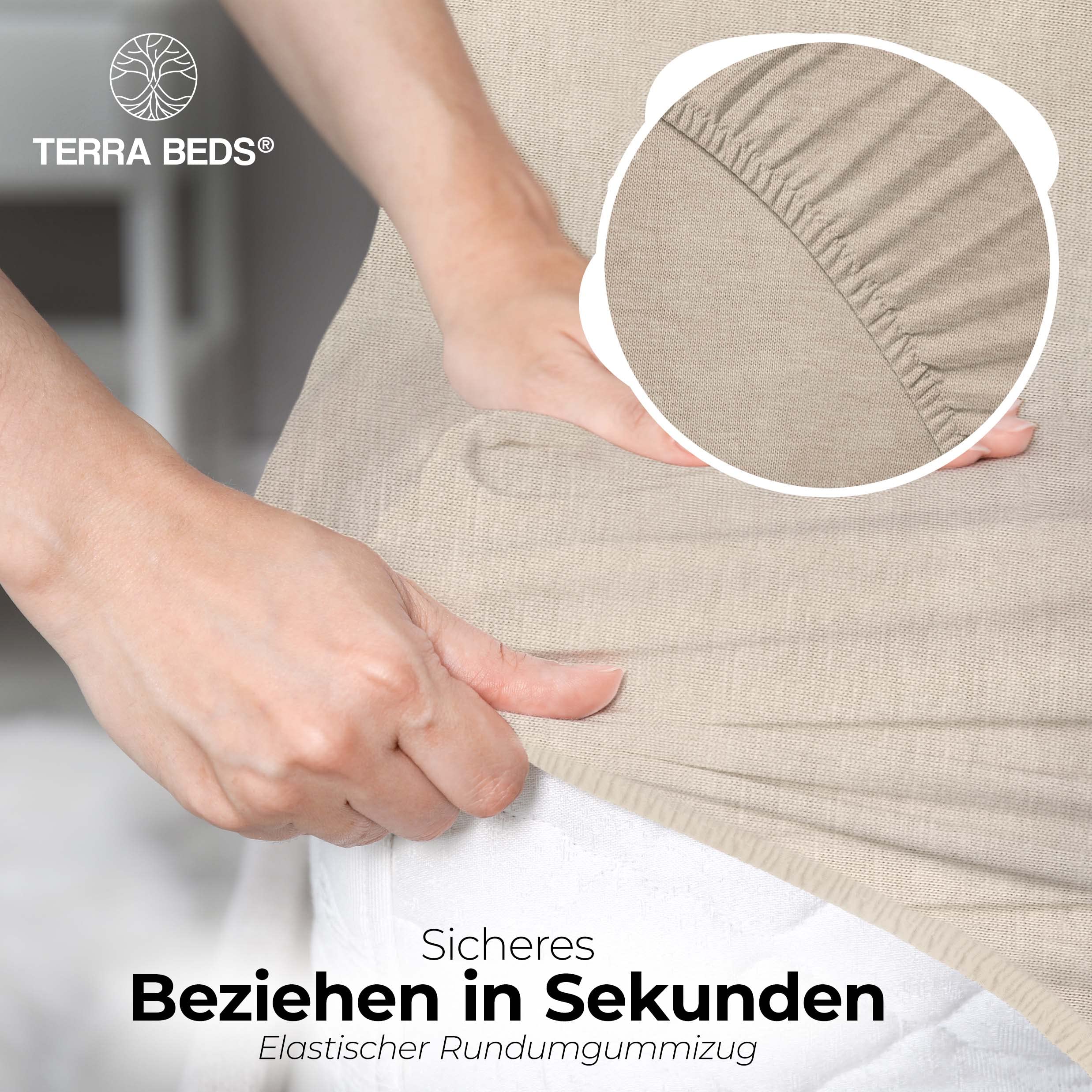 Terra Beds Premium topper hoeslaken 90 x 200 cm, 100 x 200 cm, 160 g/m2-100% hoogwaardig Oeko-Tex katoenen jersey hoeslaken voor boxspringbed topper, verkrijgbaar in 10 kleuren