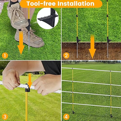 Miniatura 5 de Postes de valla de fibra de vidrio de 45 pulgadas  10 piezas, postes de valla eléctrica, postes de valla eléctrica temporales para césped de jardín