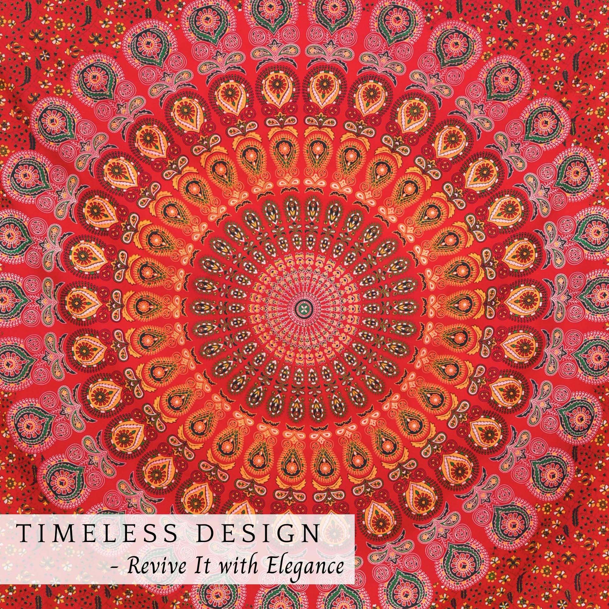 Hippie-Wandbehang, Wandteppich, goldenes Rot, King-Size-Größe, 228,6 x 213,4 cm, Boho-Elefant-Mandala, Wohnheim-Dekoration, Meditation, böhmische Baumwoll-Wandteppiche