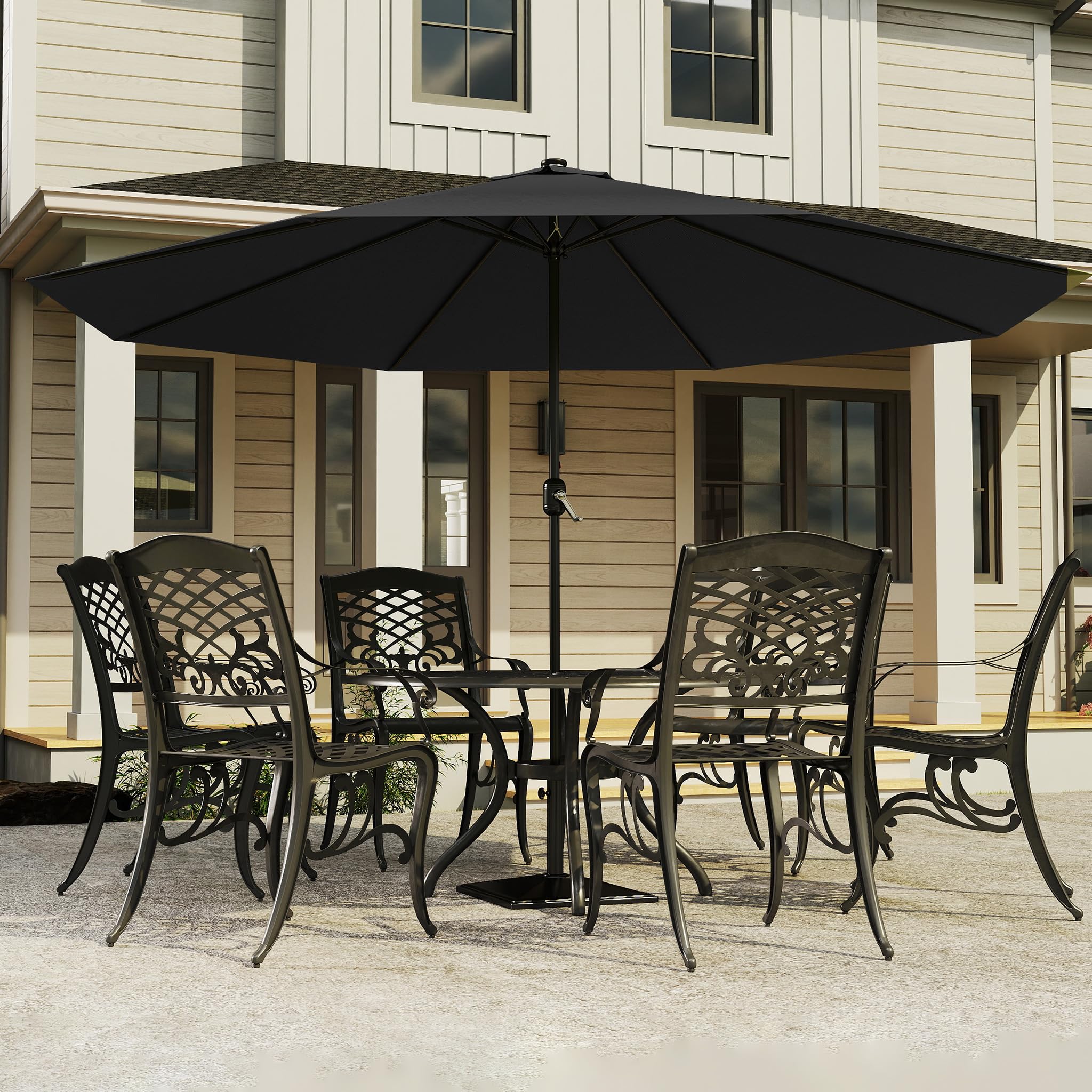 Froadp Ø3.5m Sombrilla de Jardín de Protección UV, Paragua de Playa Octogonal con Ø38mm Mango, Equipo Portátil de Sombreado para Exteriores para Balcón Terraza Piscina Patio (Gris Oscuro)