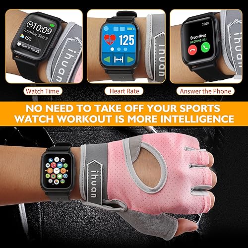 Miniatura 6 de ihuan Nuevos guantes de entrenamiento transpirables para mujeres y hombres no más sudor y protección completa de la palma de la mano ejercicio de