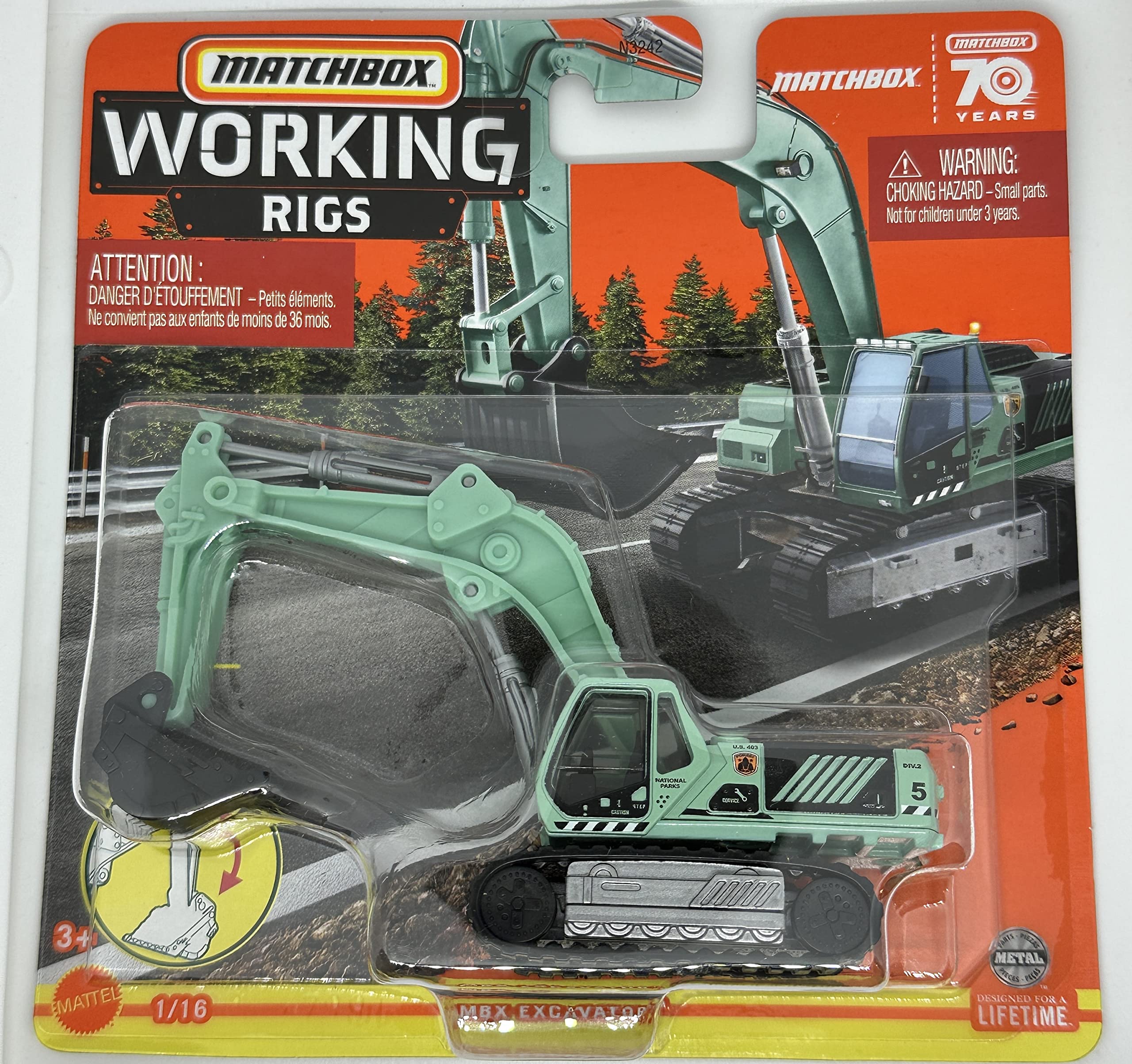 Matchbox - MBX Excavator 1/16 - National Parks Green - Working