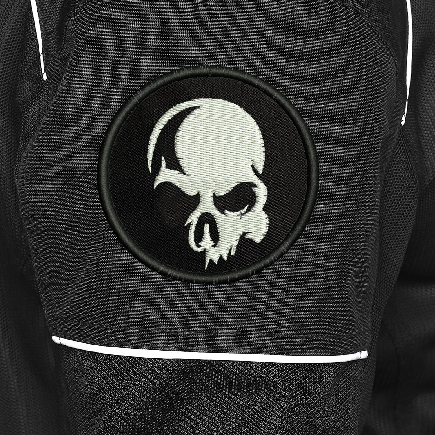 ISEE 360 Skull Art Face Embroidered Sweable Applique Patches Jackets Boys Girls Riders Jeans Bags Clothes Dress Any Garments L x H 3 x 3 Inch (White)