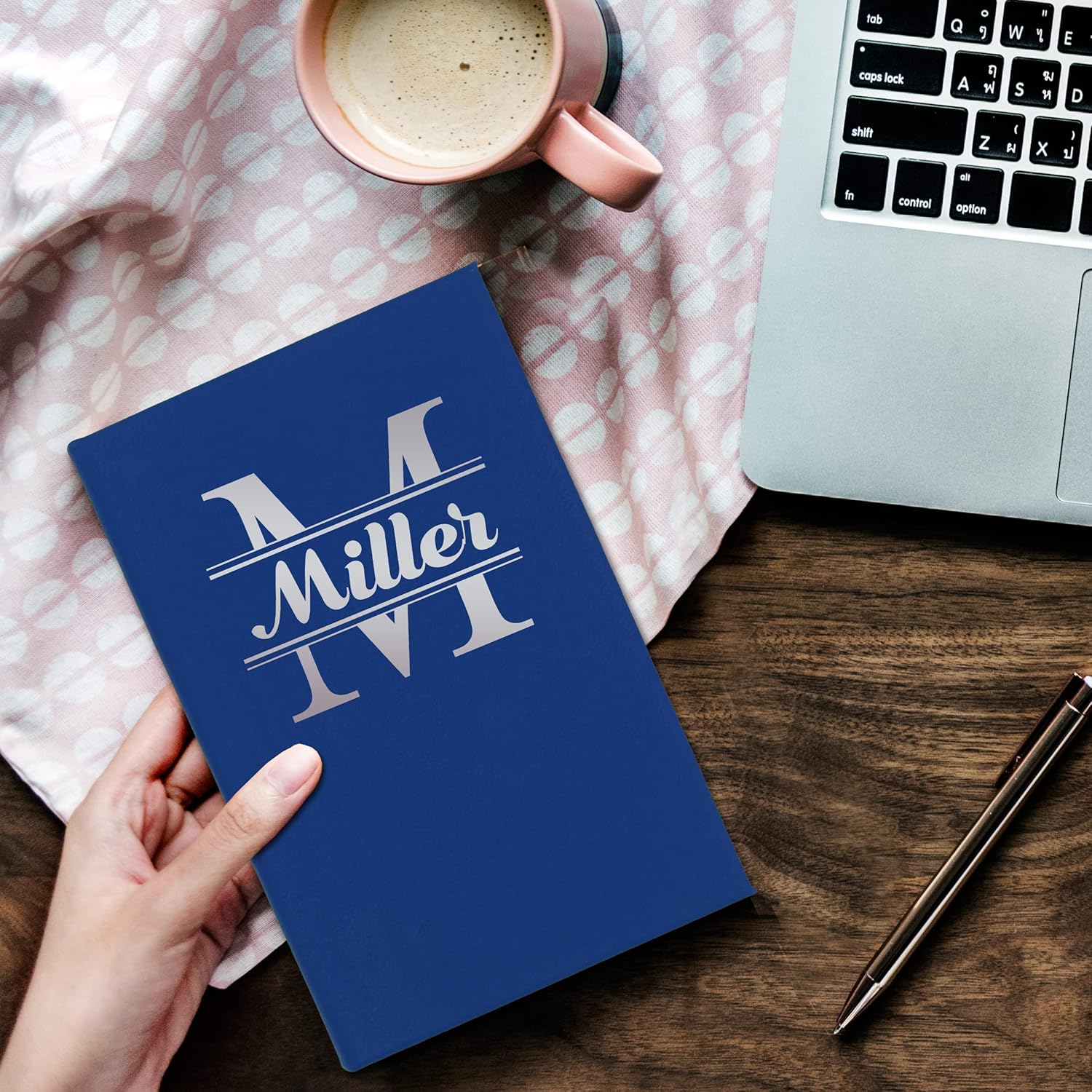 The Wedding Party Store Personalized Journal Notebook - Custom Engraved Travel Writers Gift for Women Men Kids Teachers Students (Blue with Silver)
