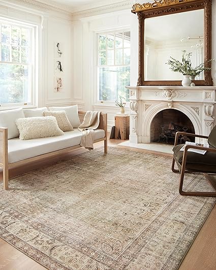 Loloi Margot Collection MAT-01 Antique/Sage 7'-6" x 9'-6" Area Rug, No-Shed Easy Clean Large Patterned Area Rug for Living Room, Bedroom, Dining Area