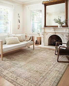 Loloi Margot Collection MAT-01 Antique/Sage 7'-6" x 9'-6" Area Rug, No-Shed Easy Clean Large Patterned Area Rug for Living Room, Bedroom, Dining Area