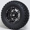 12 TERMINATOR Gloss Black Golf Cart Wheels and 23x10.5-12 All Terrain Golf Cart Tires - Set of 4