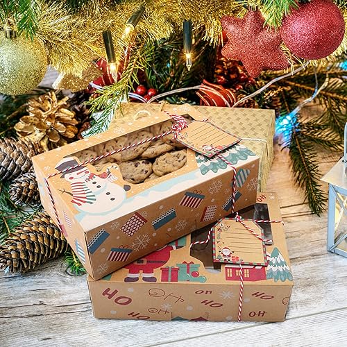 Miniatura 4 de Paquete de 6 cajas de galletas de Navidad de 8.7 x 2.7 x 6 pulgadas con ventana, grandes con diseño de Papá Noel, muñeco de nieve, pan de jengibre,