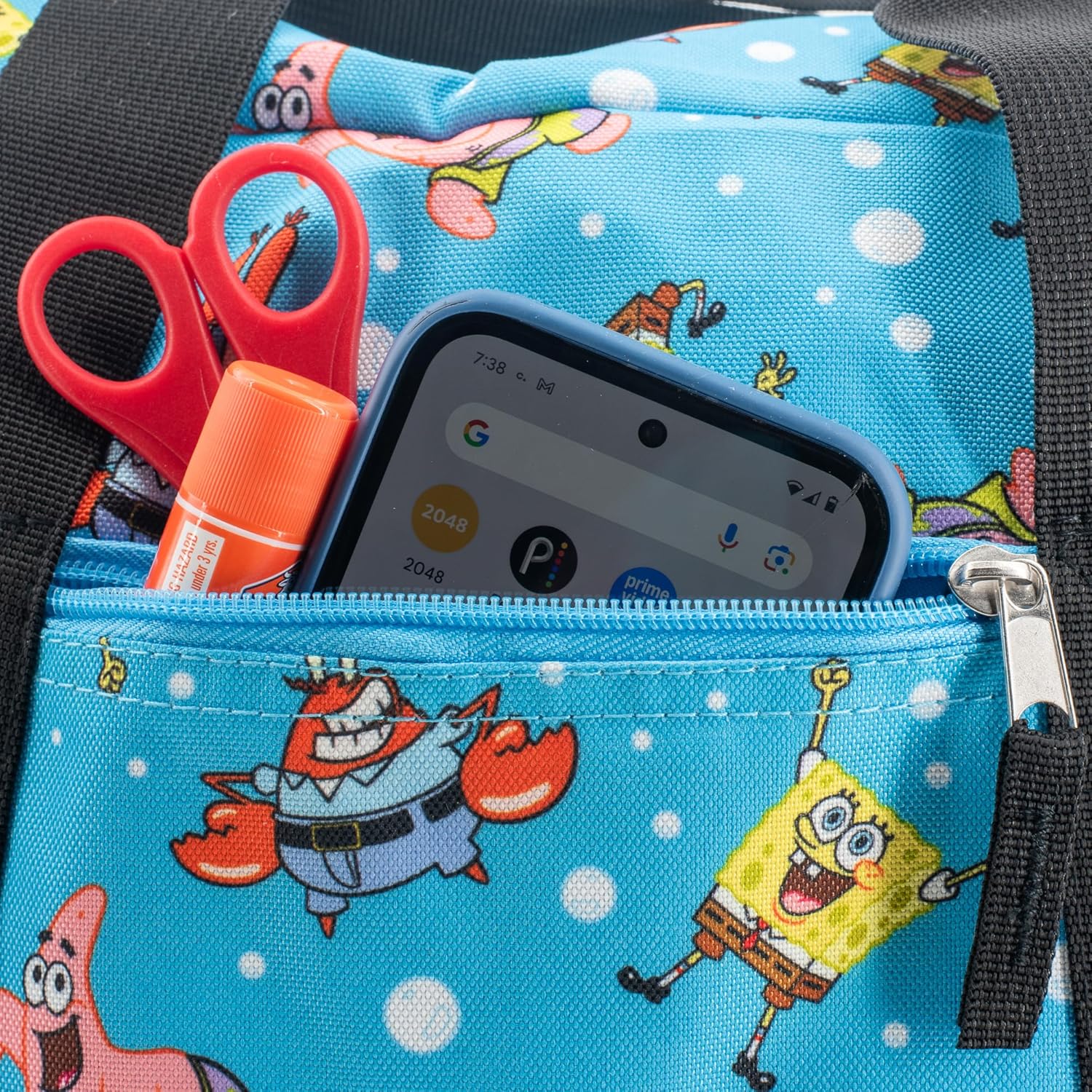 SpongeBob Duffle Bag, 16 inch Travel Sleepover Weekender Bag for Girls & Boys, Blue