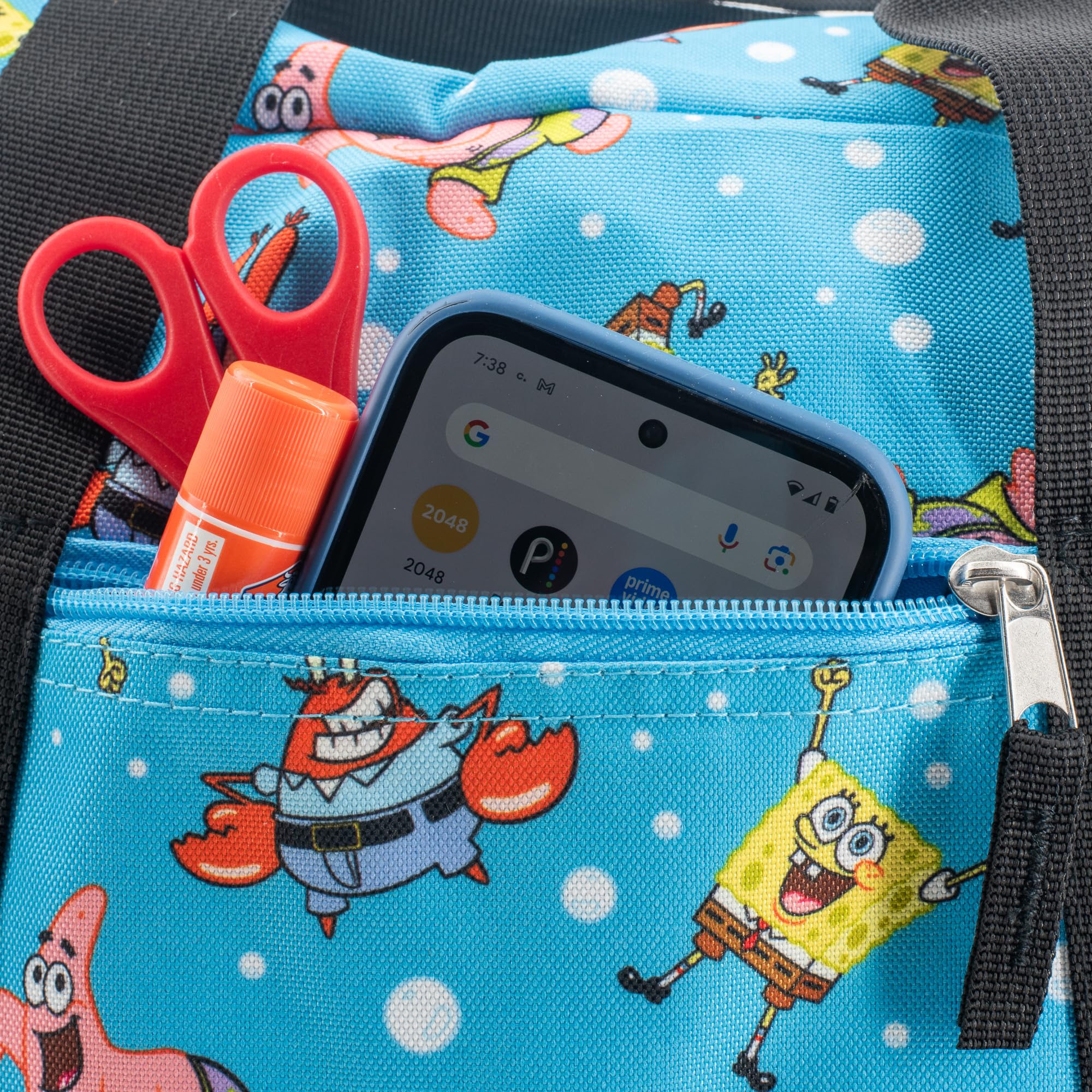 Reisetasche mit Figuren, 40 cm Tasche für Übernachtungen und Wochenendtrips für Mädchen, auch als Tanztasche geeignet., Spongebob, 16" x 10" x 6.5"