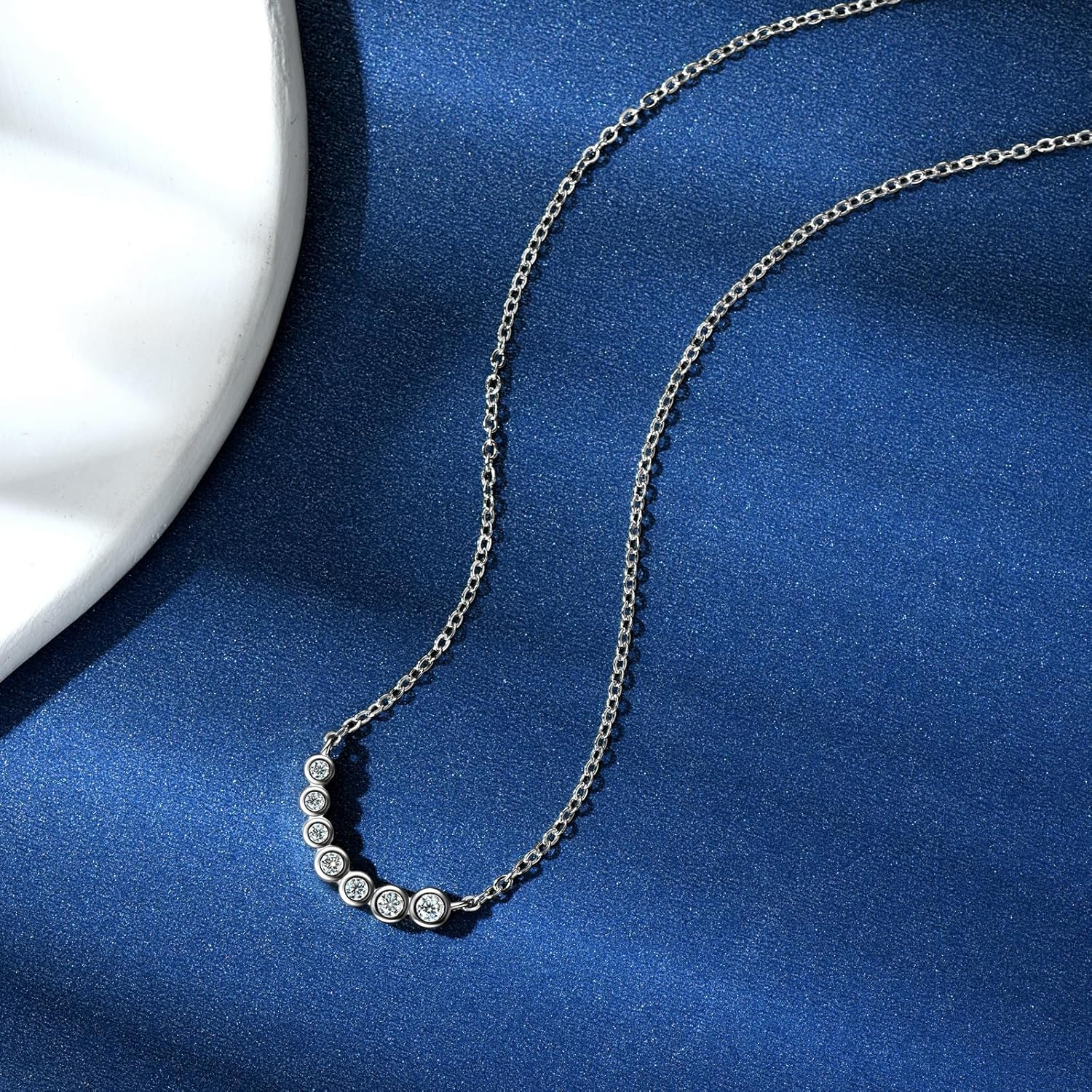 Moissanite Necklace for Women, 925 Sterling Silver Dainty Bezel Necklaces Samll Round VVS1 Clarity Lab Created Imitation Diamond Jewelry - Image 2