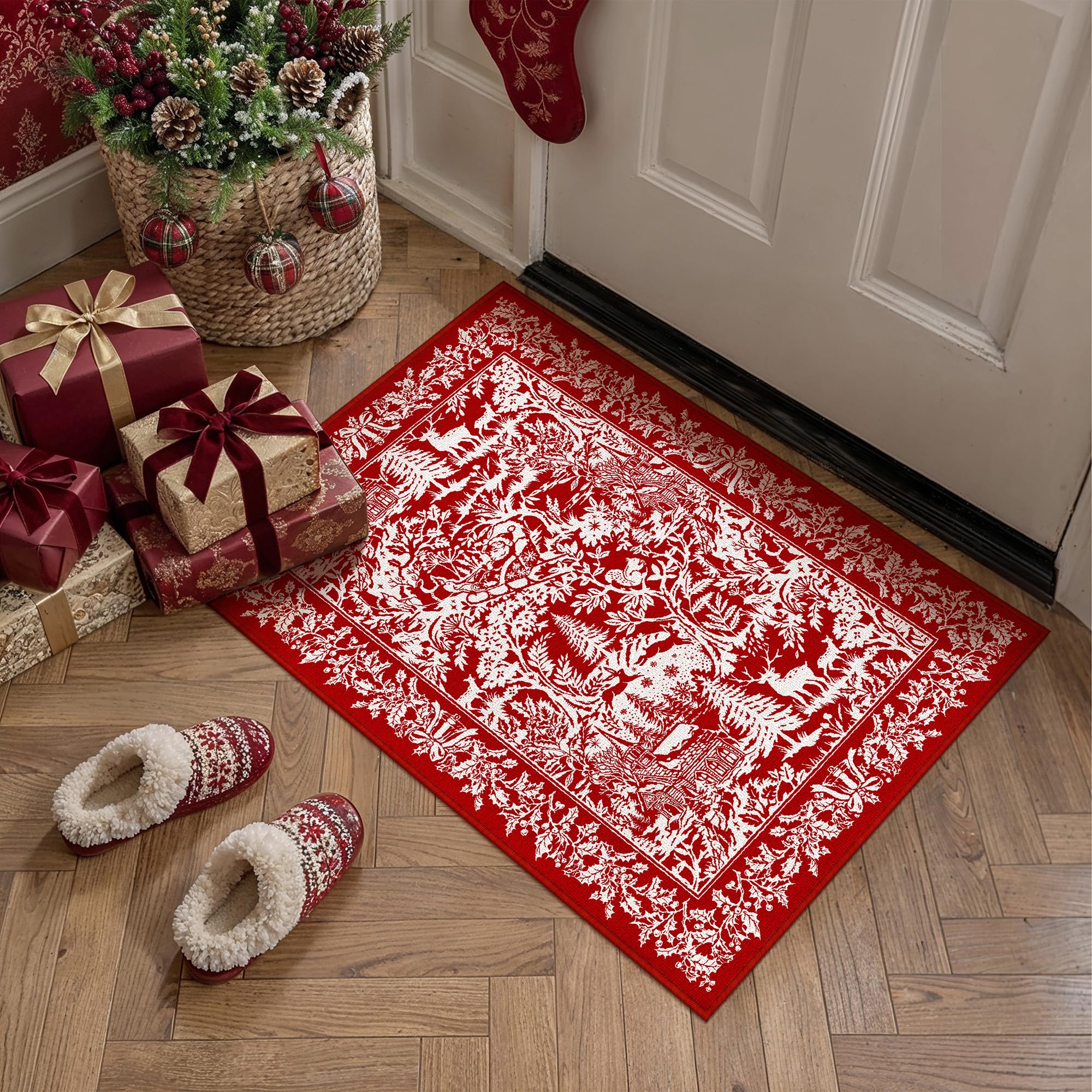 Christmas Area Rug - Red & Festive -31