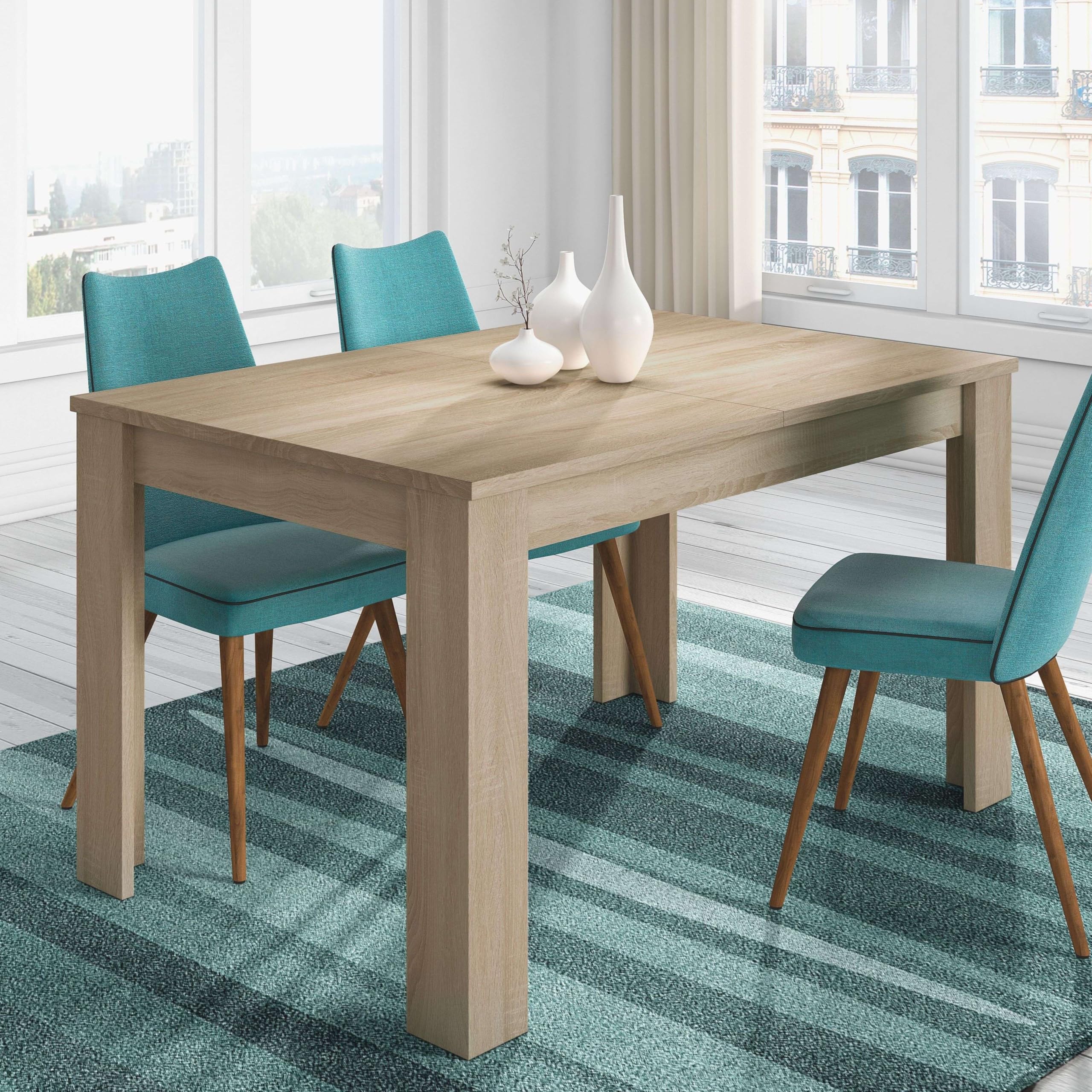 Habitdesign Mesa de Comedor Extensible Kendra, Acabado Roble Canadian