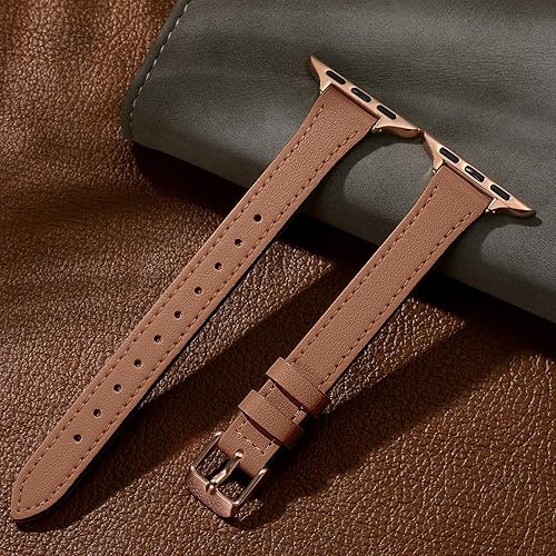 Miniatura 5 de Charlam Correa de cuero delgada compatible con Apple Watch Band de 1.575 pulgadas, 1.496 pulgadas, 1.614 pulgadas, 1.654 pulgadas, 1.732 pulgadas,
