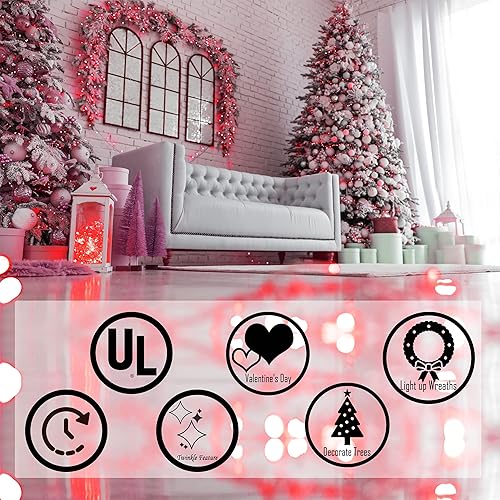 Miniatura 2 de Juego de 100 luces rojas de Navidad, alambre verde de 20.6 pies de largo, para decoración de interiores y exteriores, día de San Valentín, boda,