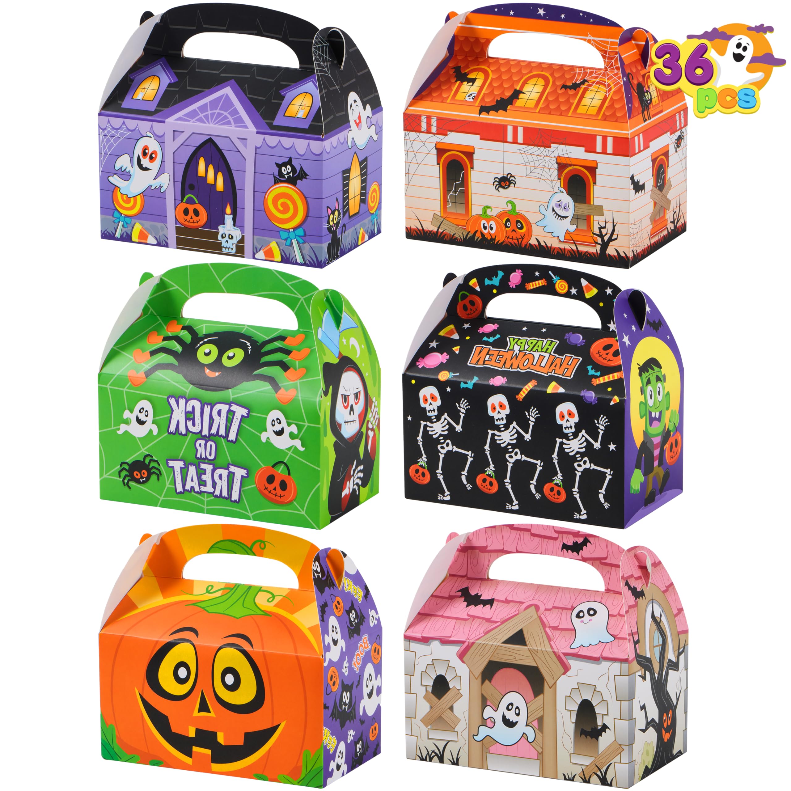 Joyin Multicolor 36 Pcs Halloween Cardboard Treat Boxes Trick Or Treat Candy Boxes Cookies Goodie Bags For Halloween Party Favor Supplies, Classroom Exchange Goody Bags