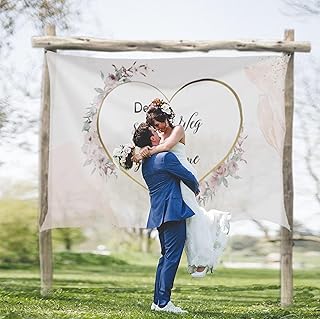 Hochzeitslaken zum Ausschneiden (200x180cm) inkl. 2 Scheren und wiederverwendbarem Zip Beutel aus Baumwolle - Hochzeitsherz zum Ausschneiden einzigartiges Design - Standesamt Überraschung