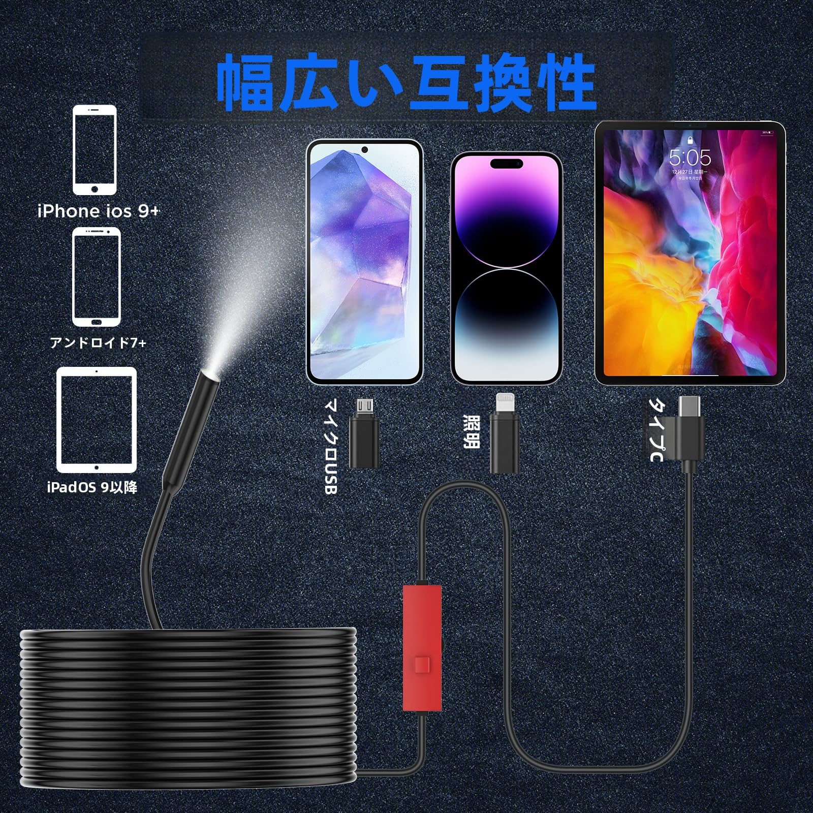 Wi-Fi 内視鏡カメラ Amazon.co.jp: 【4K高画素最新型】 ファイバースコープ 7.9mm極細