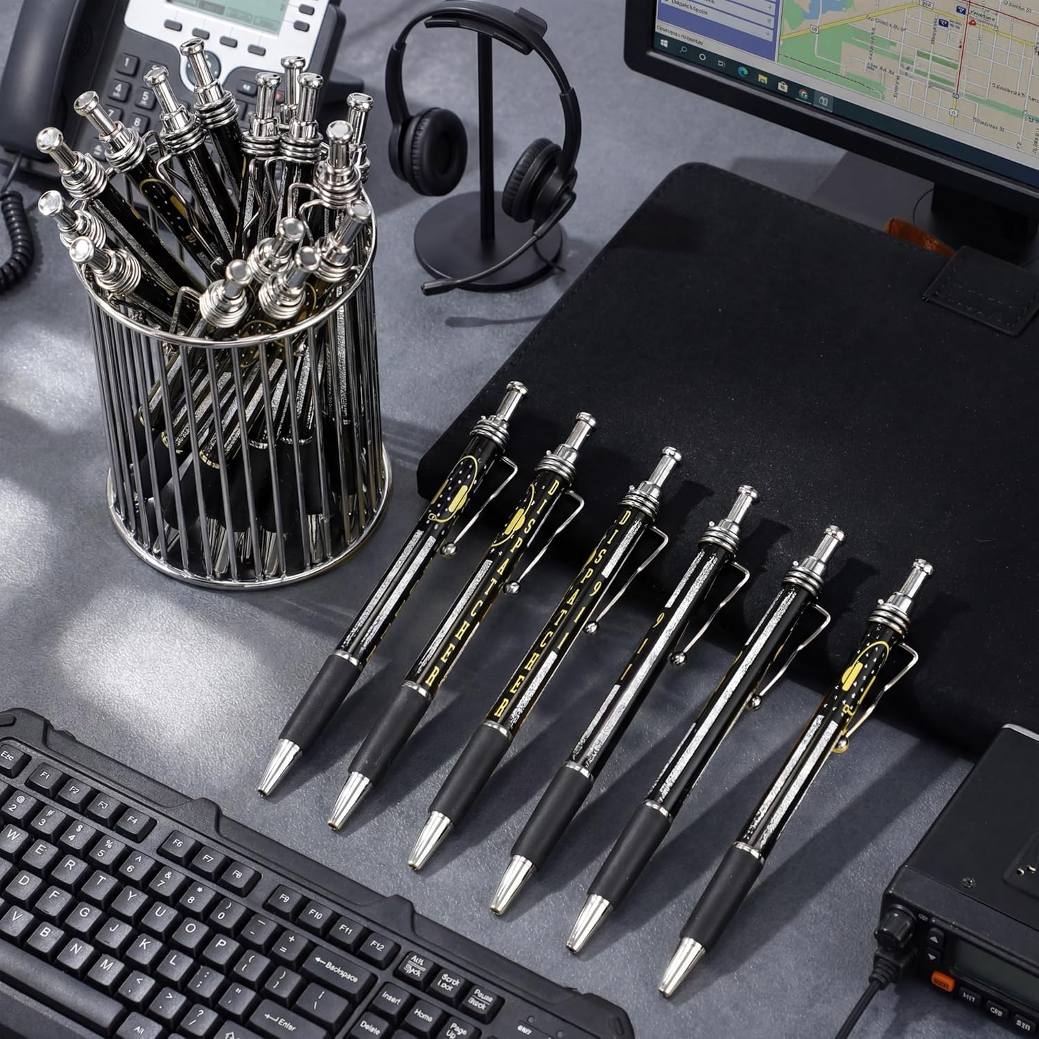 Sayglossy 100 Pcs Telecommunicator Week Gifts 911 Dispatcher Accessories Ballpoint Pens Yellow Headset Retractable Pens Telecommunicator Week Decorations for Coworker Employee Staff Team