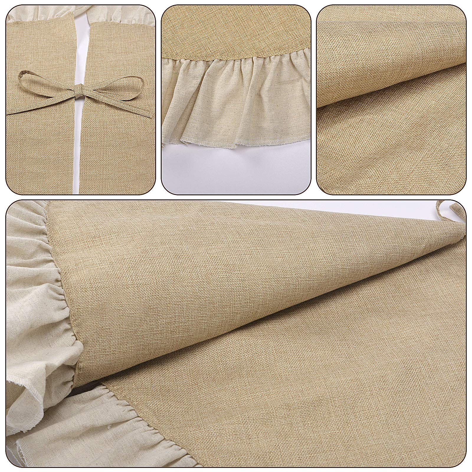tiosggd Burlap Christmas Tree Skirt 48'', Large Fall Tree Skirt with Ruffle Border - Image 4