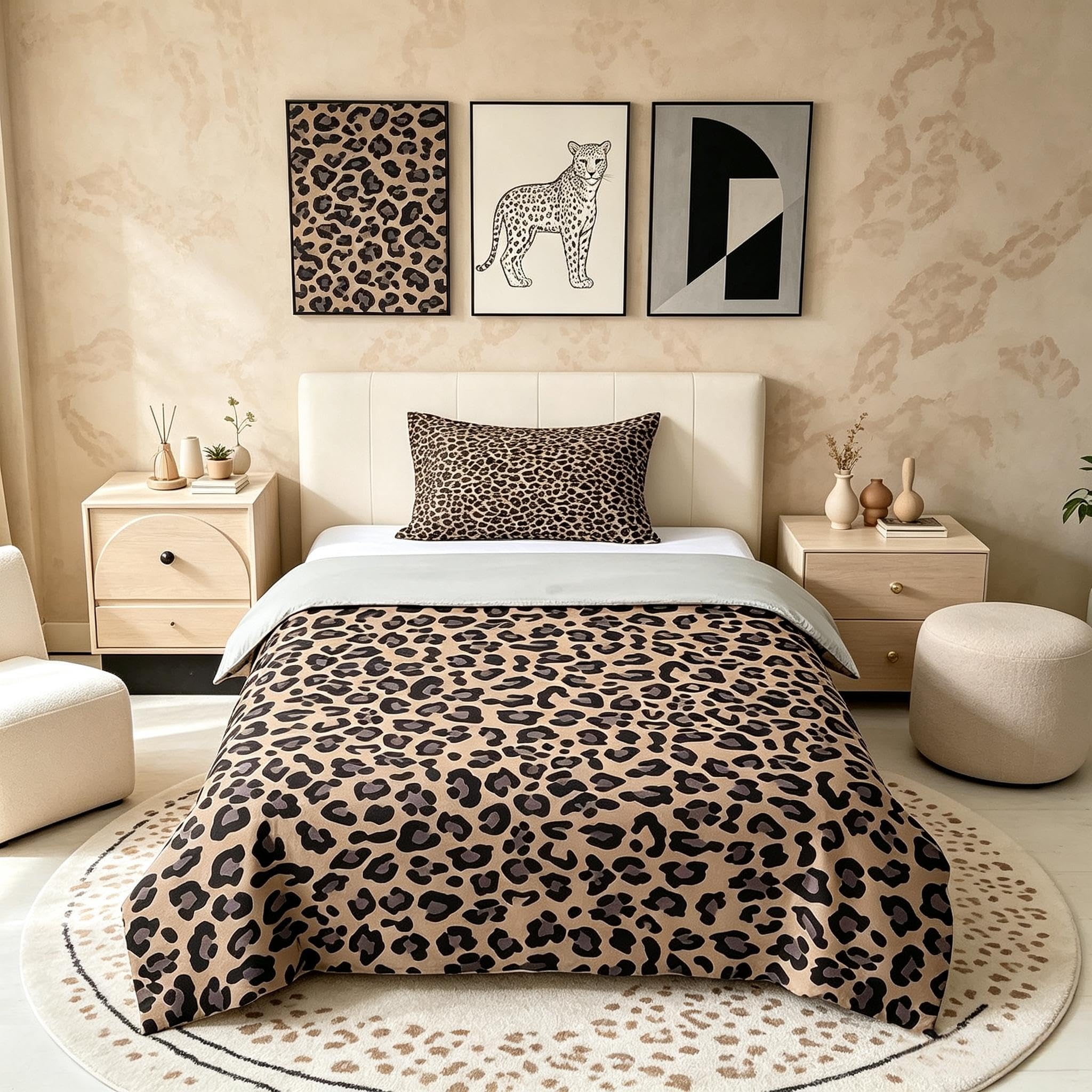 Loussiesd Cheetah Duvet Cover Single Size leopard print Comforter Cover for Boys Girls Animal Print Bedding Set 2Pcs Room Decor Breathable Soft Lightweight Microfiber