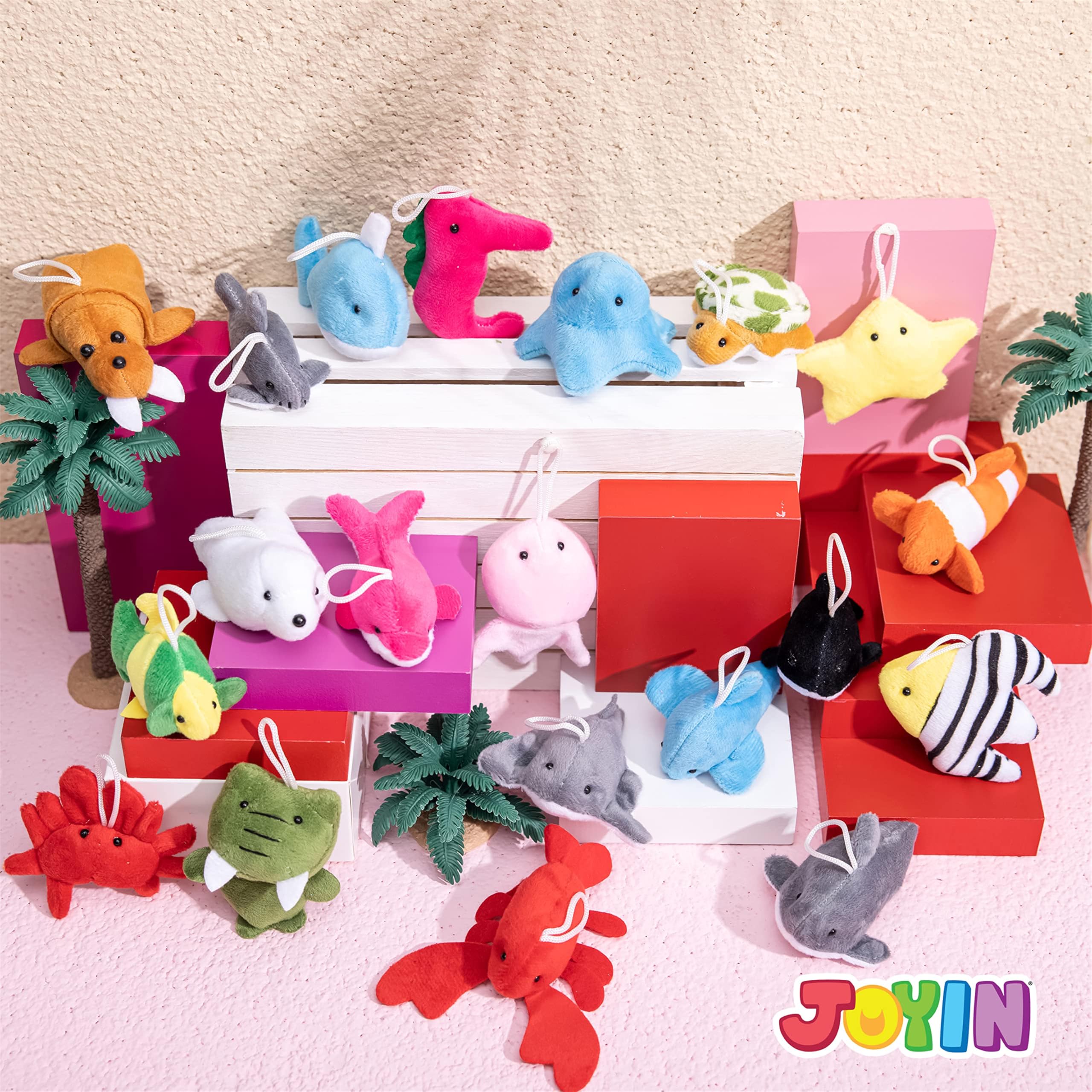 Freefire 24 Stück Mini Plüschtiere, Meerestier für Kindergeburtstagsparty, Kuscheltier Klein, Kleine Geschenke für Kinder, Adventskalender Füllung, Mitgebsel Kindergeburtstag ab 3+ Jahre