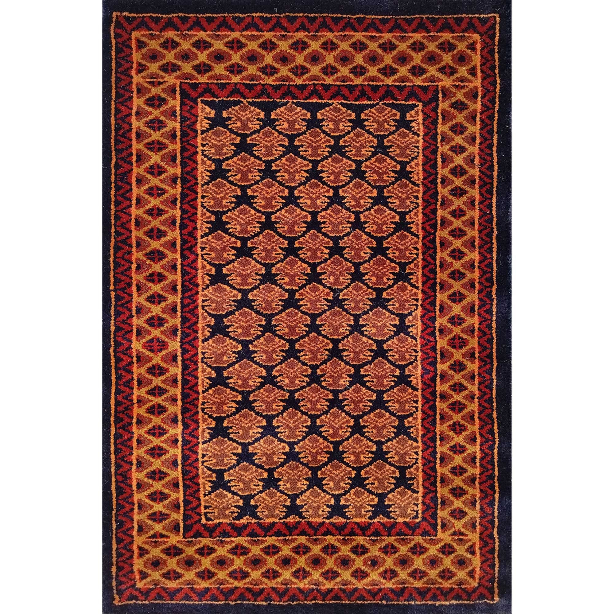 Petit tapis fait main en laine Noir et marron 60 x 90 cm