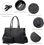 Laptop Bag for Women 17 inch Casual Work Bags for Women with USB Charging Port Laptop Tote Bag for Women with Clutch Purse