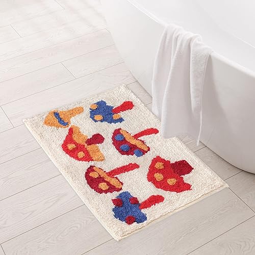 Folkulture Alfombras de baño  (24 x 17) Alfombras de baño  Alfombra de baño o ducha 100% algodón  Alfombra antideslizante para bañera o alfombra de