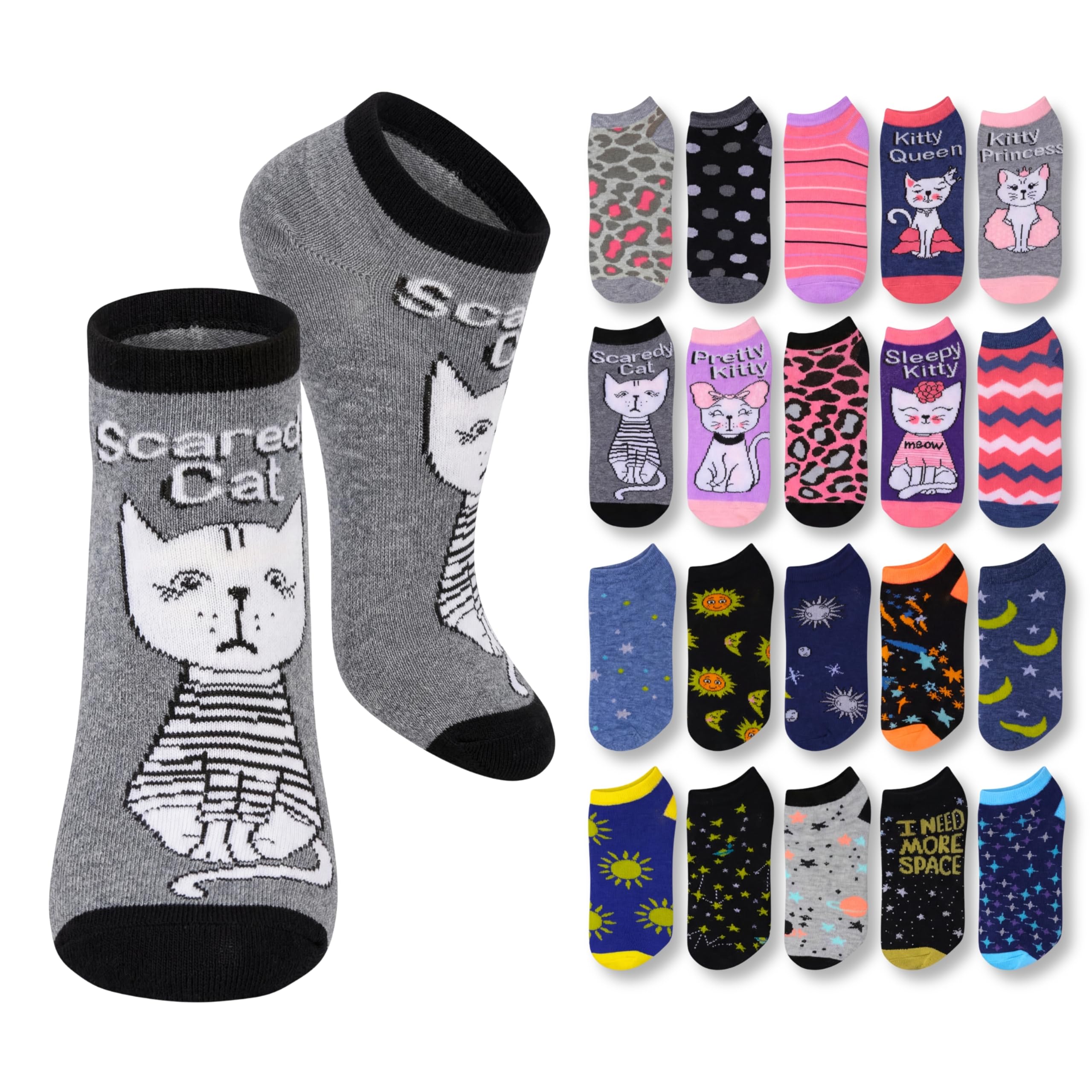 Tipi Toe Women’s 20 Pack Colorful Low Cut Socks – Lightweight, Breathable Design for All-Day Comfort Sizes 9-11/10-13