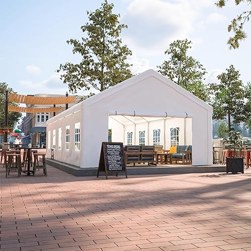 Miniatura 9 de Tienda de campaña resistente de 20 x 40 pies, toldo de boda comercial con paredes laterales extraíbles, 3 bolsas de transporte y protección UV, gran