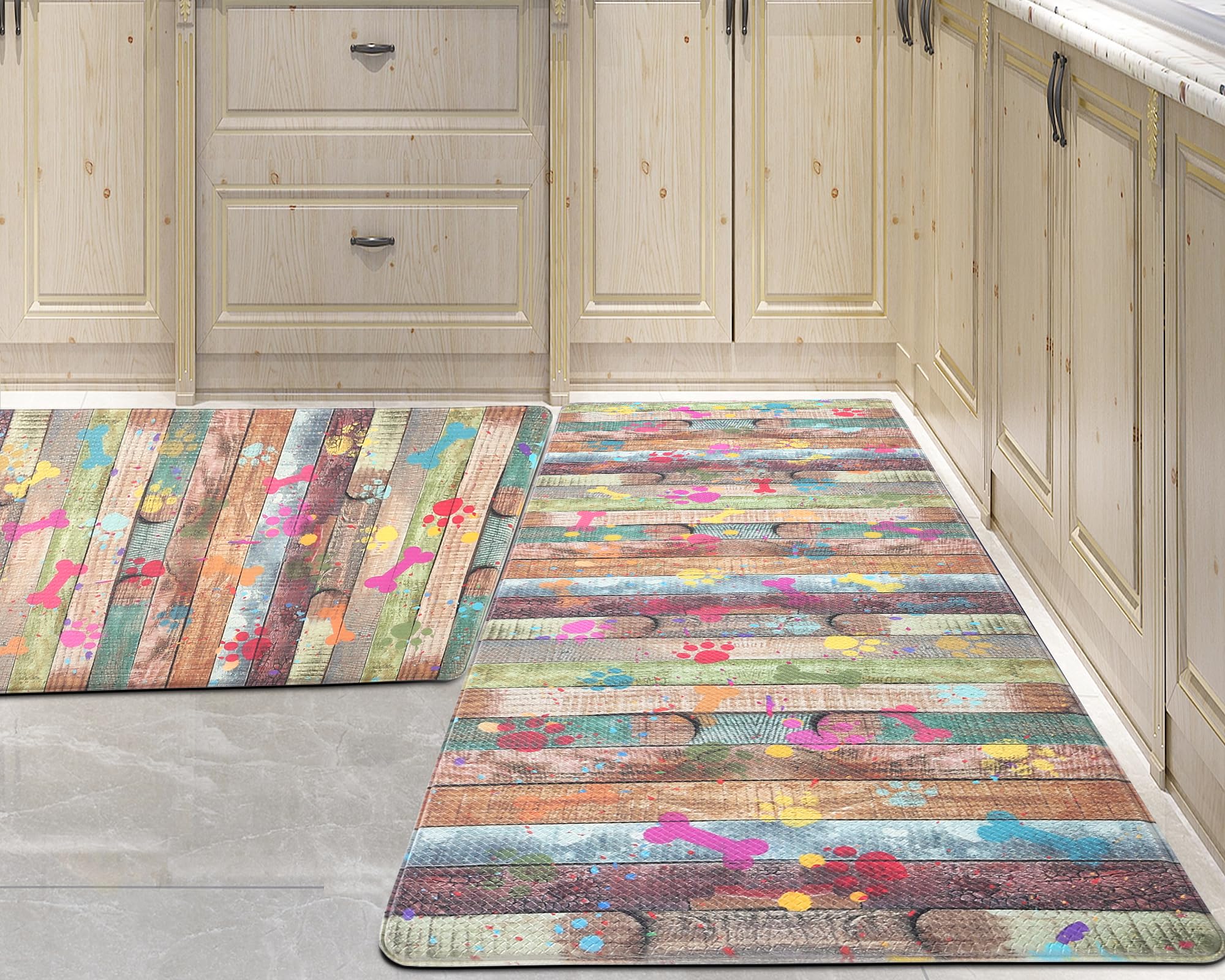 Farmhouse Kitchen Mats Cushioned Anti Fatigue Mats for Kitchen Floor Waterproof Kitchen Mats and Rugs Comfort Standing Mat for Kitchen, Laundry Room,