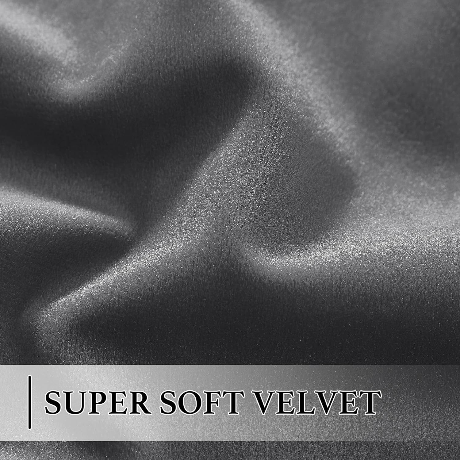 NICETOWN Short Velvet Curtains 63 inch - Heavy Grey Velvet Curtains Drapes with Tie Back Design Rod Pockeet Light Blocking Home Decoration Tie Up Shade for French Door/Kitchen, 46Wx 63L, 2 Pieces